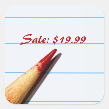 Red Pencil On Lined Paper Price Tags by PhotographyTKDesigns at Zazzle
