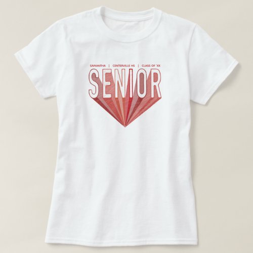 Red Pencil Sketch Senior Radiating Letters T_Shirt