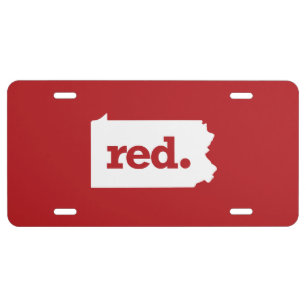 RED PENNSYLVANIA LICENSE PLATE