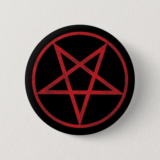 Red Pentagram Pinback Button (Front)