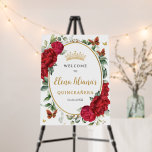 Red Peonies Floral Butterflies Quinceañera Welcome Foam Board<br><div class="desc">Personalize this elegant red floral Quinceañera / Sweet 16 birthday welcome sign board easily and quickly. Simply click the customize it further button to edit the texts, change fonts and fonts colors. Featuring beautiful red peony flowers, a princess crown and gold and red butterflies. Matching items available in store. (c)...</div>