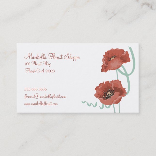 Red Peonies Florist Business Cards (Front)