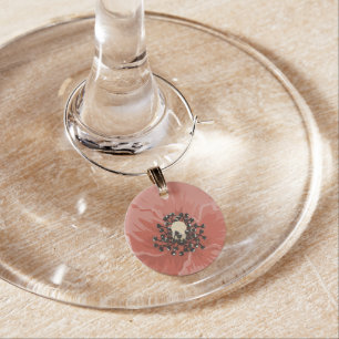 Red Peonies Flower Wedding Wine Charm
