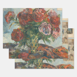 Red Peonies Flowers Paul Gaugin Art Wrapping Paper Sheets