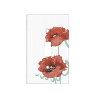 Red Peonies Light Switch Cover