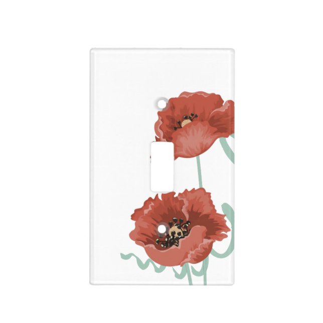 Red Peonies Light Switch Cover (Front)