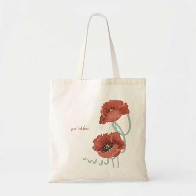 Red Peonies Personalized Canvas Bag (Front)