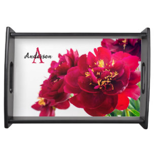 Red Peonies Serving Tray