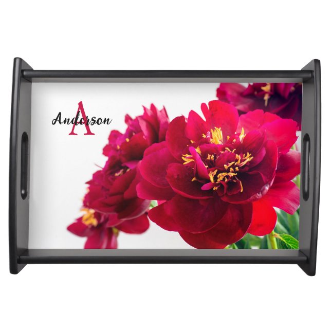 Red Peonies Serving Tray  (Front)