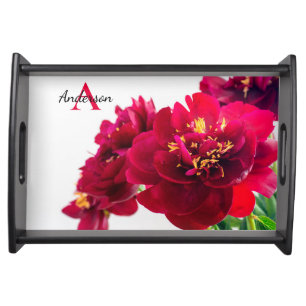 Red Peonies Serving Tray