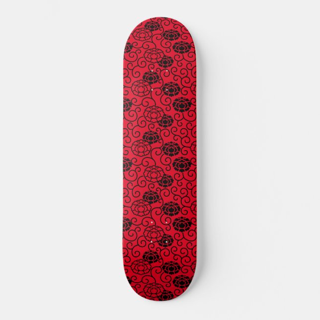 Red Peonies  Skateboard (Front)
