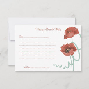Red Peonies Wedding Advise & Wishes Cards