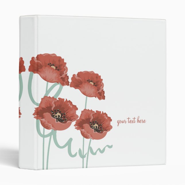 Red Peonies Wedding Planner Binder (Front/Spine)