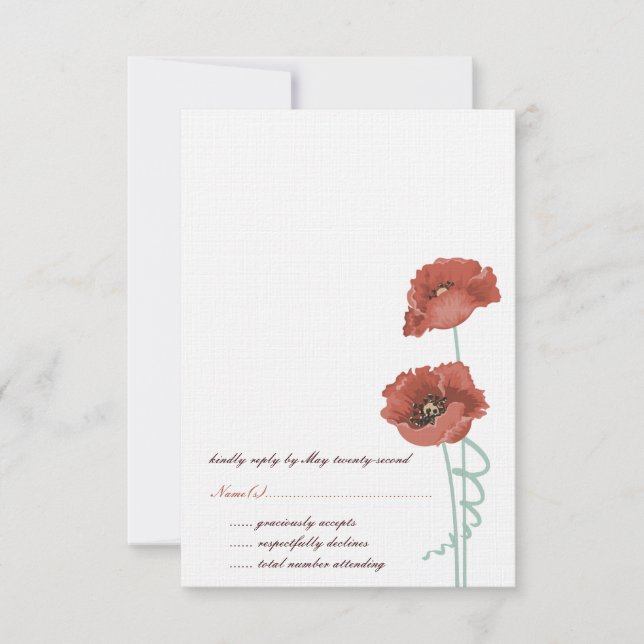 Red Peonies Wedding RSVP Cards (Front)