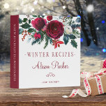 Red peonies winter bouquet rustic recipes 3 ring binder<br><div class="desc">Editable text recipes binder featuring beautiful red burgundy winter peonies bouquets with seasonal pine green fir branches, red berries and foliage. Insert your text in the spots! This recipe book can be a beautiful gift for your own kitchen or a keepsake personalized gift for someone special, anniversary, birthday, Christmas, bridal...</div>