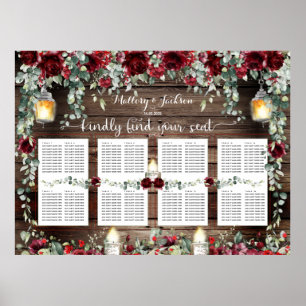 Red Peony 54x40" 160 Guest Luxury Seating Chart