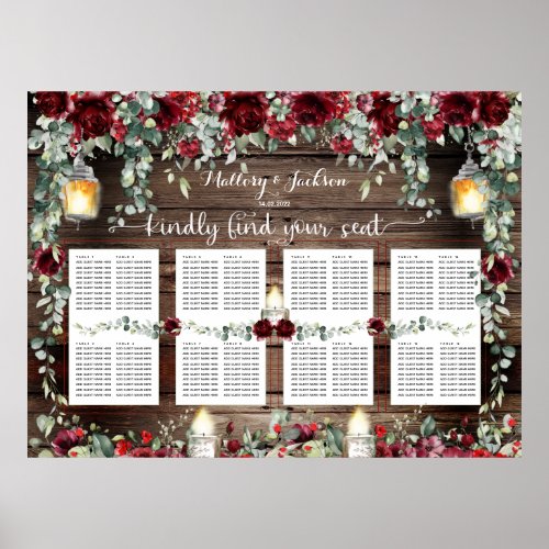 Red Peony 54x40 160 Guest Luxury Seating Chart