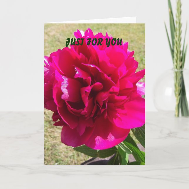 Red Peony any occasion greeting card (Front)