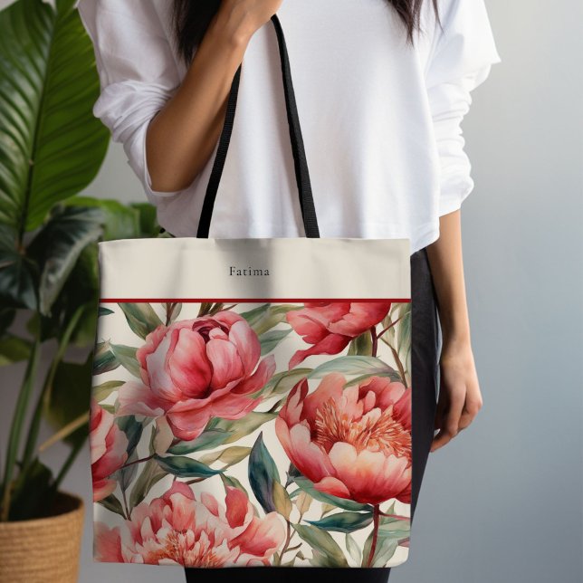 Red Peony Bold Floral Tote Bag (Red Peony Tote)