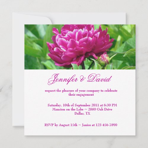 Red Peony Engagement Invitation