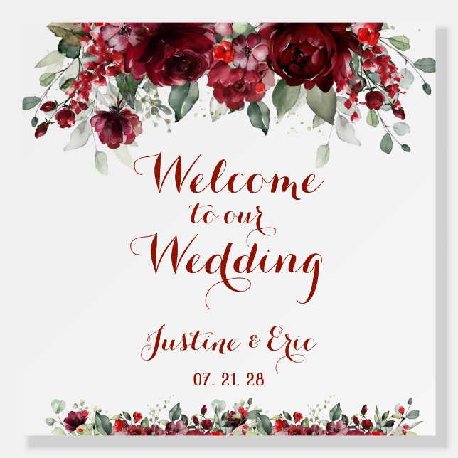Red Peony Epiphany 36 Inch Welcome To Our Wedding  Foam Board (Front)