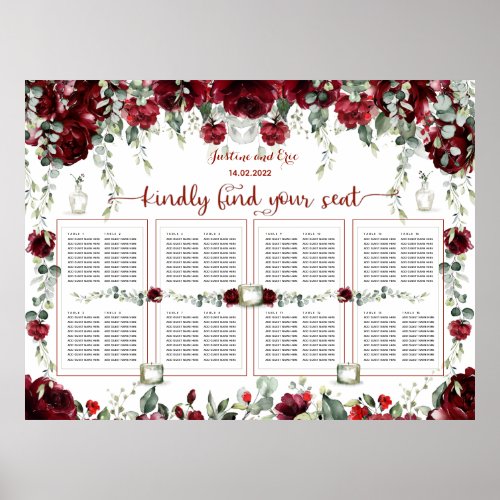 Red Peony Epiphany Extra Large 160 Guest Seating Poster
