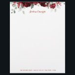 Red Peony Epiphany  Letterhead<br><div class="desc">A watercolor floral letterhead stationery featuring watercolor painted deep red peonies and sprays of silver eucalyptus greeneries.</div>