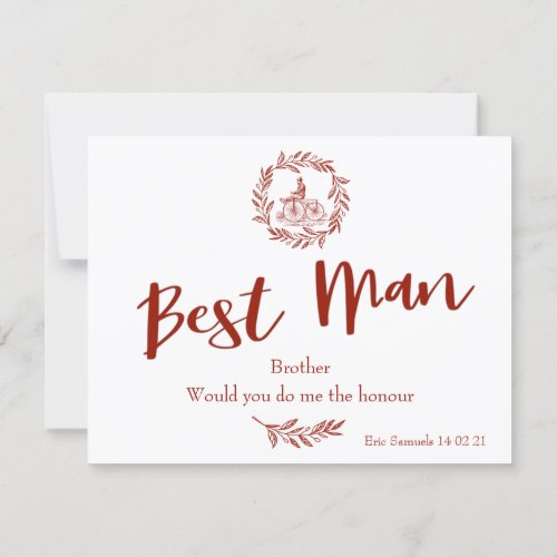 Red Peony Epiphany Wedding Best Man Ask Card