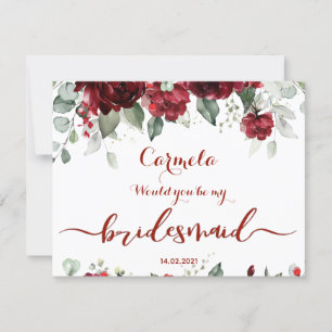 Red Peony Epiphany Wedding Bridesmaid Ask Card