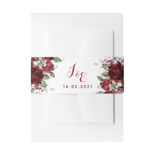 Red Peony Epiphany Wedding Invitation Suite Belly Band