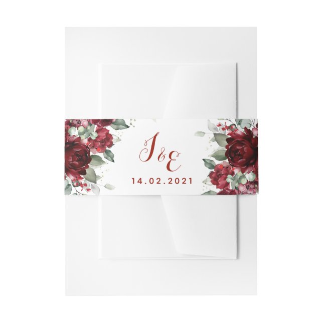 Red Peony Epiphany Wedding Invitation Suite Invitation Belly Band (Front Example)