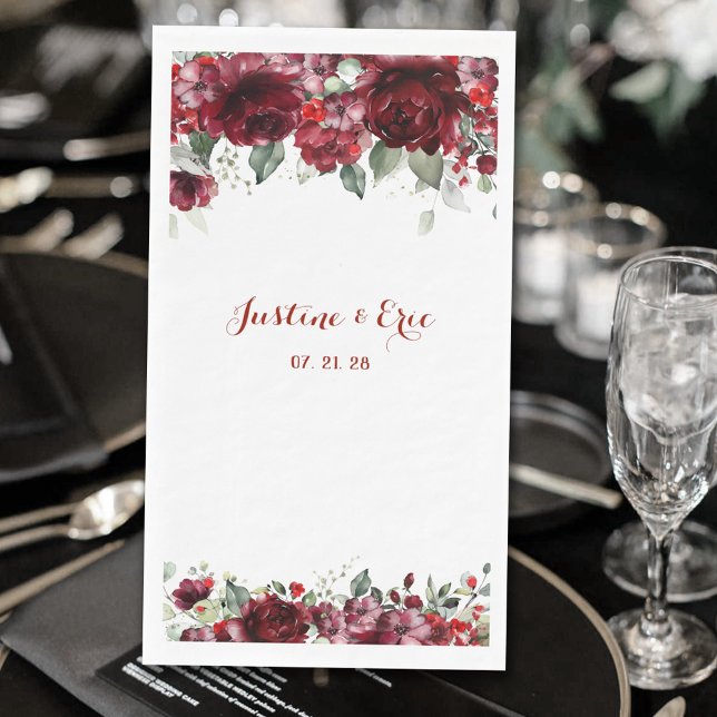 Red Peony Epiphany Wedding Paper Guest Towels (Creator Uploaded)