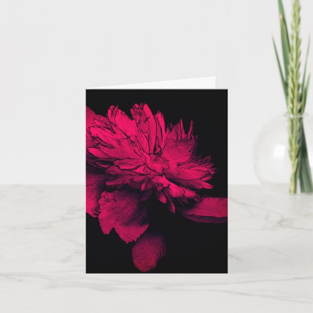 Red Peony Floral Art Customizable Note Card (Front)
