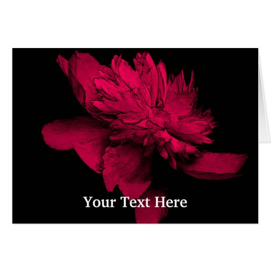 Red Peony Flower Art Photo Card (Front Horizontal)