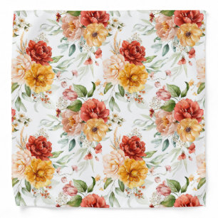 Red Peony Flower Bouquet Pattern Bandana
