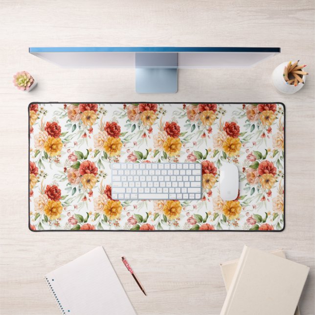 Red Peony Flower Bouquet Pattern Desk Mat (Office 1)