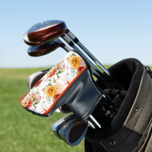 Red Peony Flower Bouquet Pattern Golf Head Cover