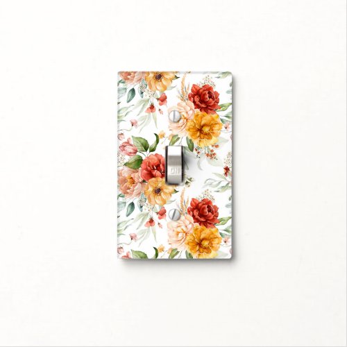 Red Peony Flower Bouquet Pattern Light Switch Cover