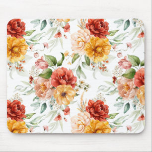 Red Peony Flower Bouquet Pattern Mouse Pad