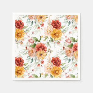 Red Peony Flower Bouquet Pattern Napkins