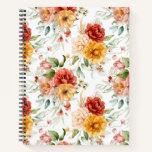 Red Peony Flower Bouquet Pattern Notebook