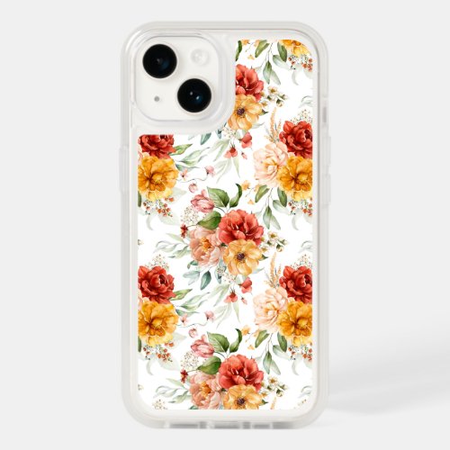 Red Peony Flower Bouquet Pattern OtterBox iPhone 14 Case