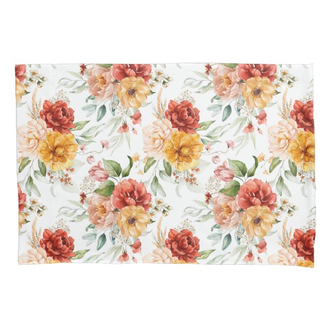 Red Peony Flower Bouquet Pattern Pillow Case (Front)