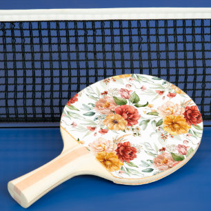 Red Peony Flower Bouquet Pattern Ping Pong Paddle