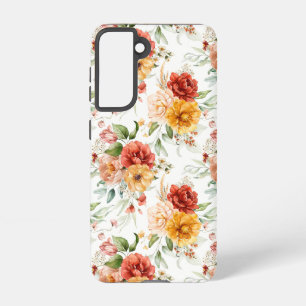 Red Peony Flower Bouquet Pattern Samsung Galaxy S21 Case