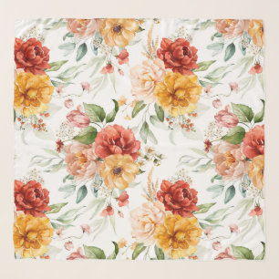 Red Peony Flower Bouquet Pattern Scarf