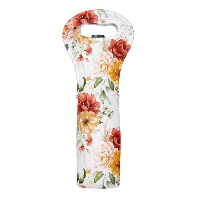 Red Peony Flower Bouquet Pattern Wine Bag (Front)