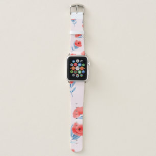 Red peony flowers seamless pattern apple watch band