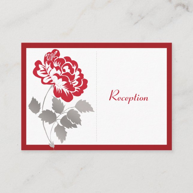 Red Peony on Linen Enclosure Card (Front)