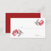 Red Peony on White with Taupe Placecards (Front/Back)